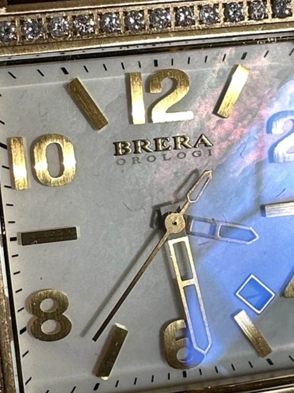 BRERA OROLOGI NEW Gold-Tone Crystal Square Watch